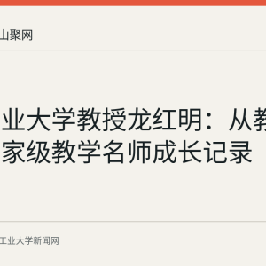 安徽工业大学教授龙红明：从教17年的国家级教学名师成长记录