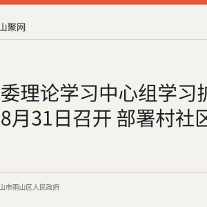 雨山区委理论学习中心组学习扩大会议于8月31日召开 部署村社区两委换届