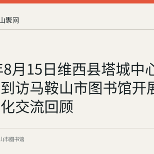 2023年8月15日维西县塔城中心完小一行到访马鞍山市图书馆开展夏令营文化交流回顾