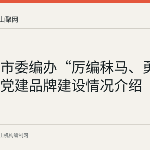 马鞍山市委编办“厉编秣马、勇当先锋”党建品牌建设情况介绍