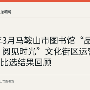 2025年3月马鞍山市图书馆“品·约四季 阅见时光”文化街区运营管理服务比选结果回顾