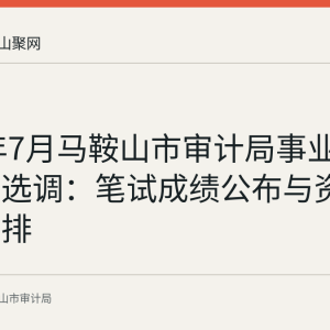 2025年7月马鞍山市审计局事业单位公开选调：笔试成绩公布与资格复审安排