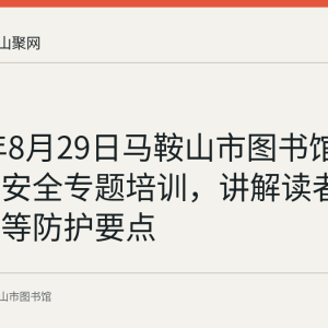 2025年8月29日马鞍山市图书馆举办网络安全专题培训，讲解读者信息保护等防护要点