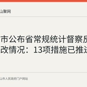 马鞍山市公布省常规统计督察反馈意见整改情况：13项措施已推进落实
