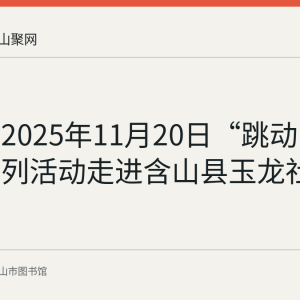 回顾：2025年11月20日“跳动的图书”系列活动走进含山县玉龙社区