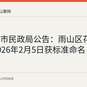 马鞍山市民政局公告：雨山区花园西路2026年2月5日获标准命名