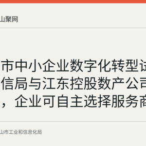 马鞍山市中小企业数字化转型试点：市工信局与江东控股数产公司分工明确，企业可自主选择服务商