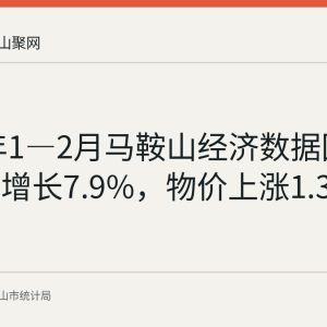 2026年1—2月马鞍山经济数据回顾：工业增长7.9%，物价上涨1.3%