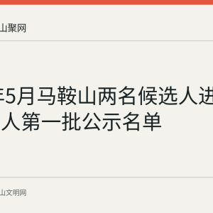 2026年5月马鞍山两名候选人进入安徽好人第一批公示名单