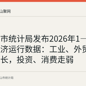 马鞍山市统计局发布2026年1—4月全市经济运行数据：工业、外贸、金融增长，投资、消费走弱