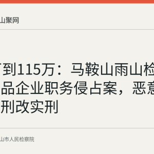 从47万到115万：马鞍山雨山检察深挖乳品企业职务侵占案，恶意上诉者缓刑改实刑