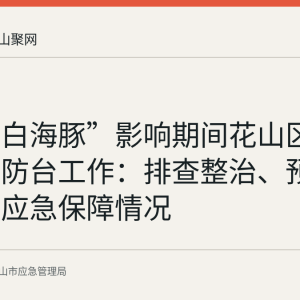 台风“白海豚”影响期间花山区开展防汛防台工作：排查整治、预警避险与应急保障情况
