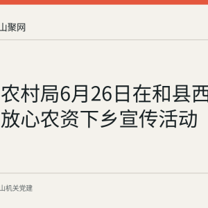 市农业农村局6月26日在和县西埠镇开展放心农资下乡宣传活动