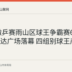 2026徽乒赛雨山区球王争霸赛6月6日在万达广场落幕 四组别球王产生