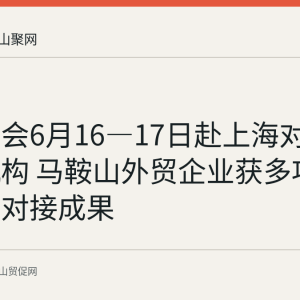 市贸促会6月16—17日赴上海对接贸促机构 马鞍山外贸企业获多项涉外服务对接成果