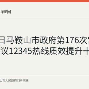 6月29日马鞍山市政府第176次常务会议审议12345热线质效提升十项举措