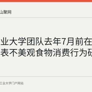 安徽工业大学团队去年7月前在国际期刊发表不美观食物消费行为研究成果