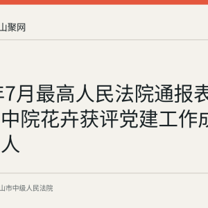 2026年7月最高人民法院通报表扬 马鞍山中院花卉获评党建工作成绩突出个人