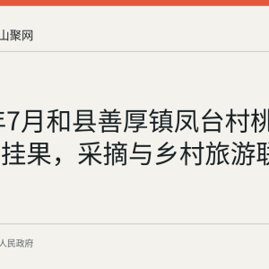 2026年7月和县善厚镇凤台村桃形李首次挂果，采摘与乡村旅游联动成线