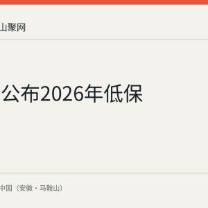 马鞍山公布2026年低保