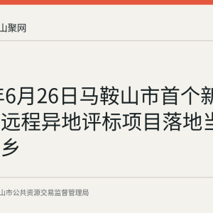 2026年6月26日马鞍山市首个新标准跨省远程异地评标项目落地当涂县江心乡