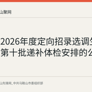 马鞍山2026年度定向招录选调生人才引进第十批递补体检安排的公告记录