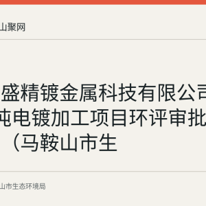 安徽鸿盛精镀金属科技有限公司年产8万吨电镀加工项目环评审批前公示情况（马鞍山市生