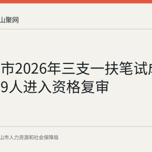 马鞍山市2026年三支一扶笔试成绩公布：9人进入资格复审