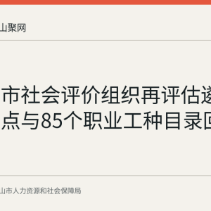 马鞍山市社会评价组织再评估遴选公告要点与85个职业工种目录回顾
