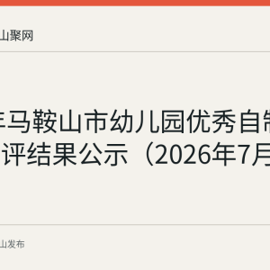2026年马鞍山市幼儿园优秀自制玩教具展评结果公示（2026年7月13日）