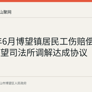2026年6月博望镇居民工伤赔偿纠纷经博望司法所调解达成协议