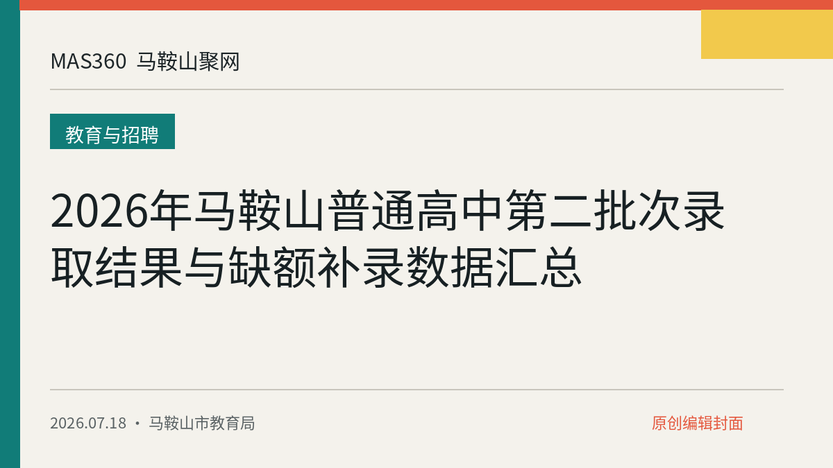 2026年马鞍山普通高中第二批次录取结果与缺额补录数据汇总