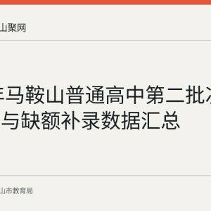 2026年马鞍山普通高中第二批次录取结果与缺额补录数据汇总