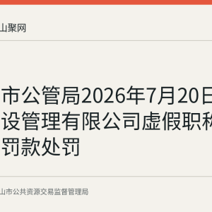 马鞍山市公管局2026年7月20日对东南建设管理有限公司虚假职称证书作出罚款处罚