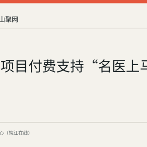 医保按项目付费支持“名医上马”