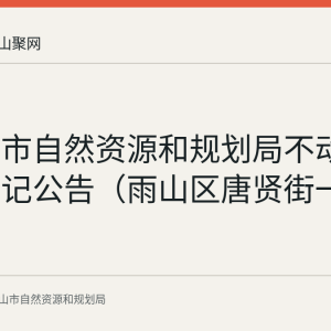 马鞍山市自然资源和规划局不动产继承登记公告（雨山区唐贤街一处房屋