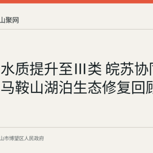 石臼湖水质提升至Ⅲ类 皖苏协同治理下的马鞍山湖泊生态修复回顾