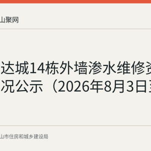 秀山信达城14栋外墙渗水维修资金使用情况公示（2026年8月3日至7日）