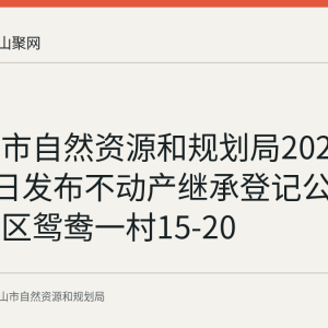 马鞍山市自然资源和规划局2026年7月24日发布不动产继承登记公告（雨山区鸳鸯一村15-20