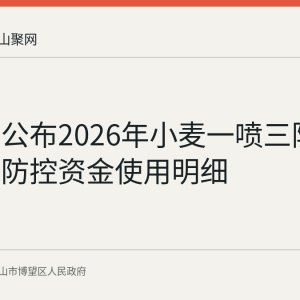 博望区公布2026年小麦一喷三防与赤霉病防控资金使用明细