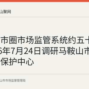 南京都市圈市场监管系统约五十人于2026年7月24日调研马鞍山市知识产权保护中心