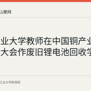 安徽工业大学教师在中国铜产业科技创新大会作废旧锂电池回收学术报告