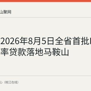 回顾：2026年8月5日全省首批DR基准利率贷款落地马鞍山