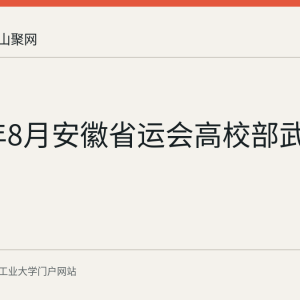 2026年8月安徽省运会高校部武术赛