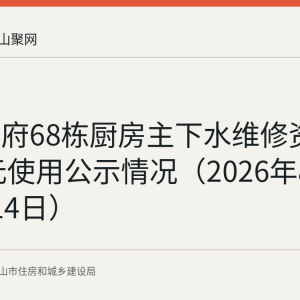 深业华府68栋厨房主下水维修资金2000元使用公示情况（2026年8月10日至14日）