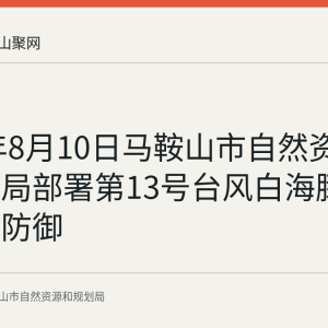2026年8月10日马鞍山市自然资源和规划局部署第13号台风白海豚地质灾害防御