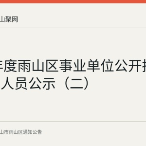 2026年度雨山区事业单位公开招聘拟聘用人员公示（二）