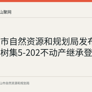 马鞍山市自然资源和规划局发布花山区卜树集5-202不动产继承登记公告