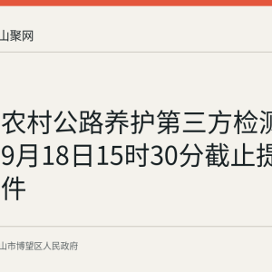 博望区农村公路养护第三方检测服务采购9月18日15时30分截止提交响应文件
