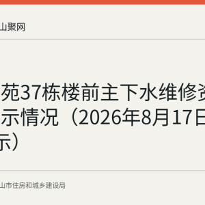 绿洲茗苑37栋楼前主下水维修资金使用公示情况（2026年8月17日至21日公示）
